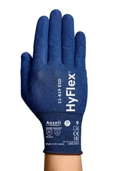 Töökindad Ansell HyFlex 11-819 ESD, õhukesest nailonist, peopesa kaetud vaht nitriiliga, suurus 11. Jaepakend - Image 1