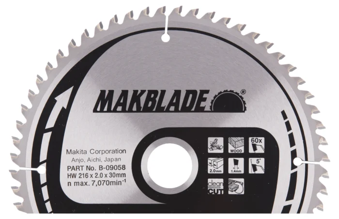 Saeketas Makita T.C.T 216x1,2x30mm 5° T60 B-09058 - Image 1